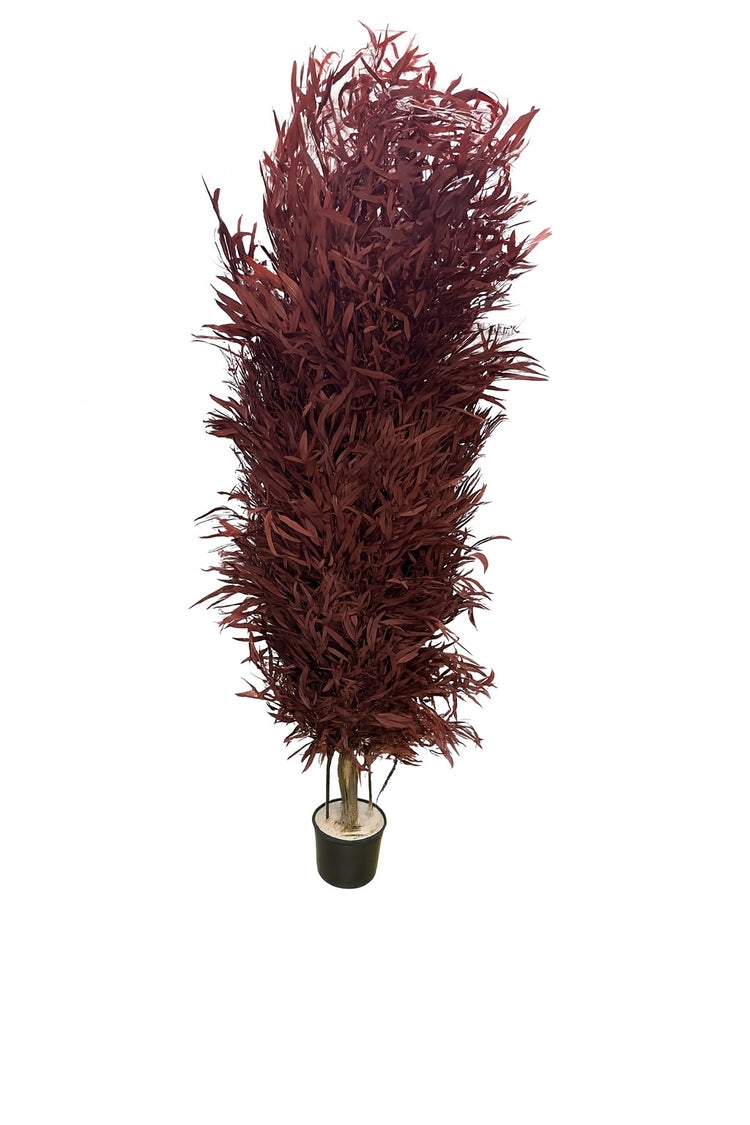 Albero stabilizzato Enchanted Forest Red con chioma slanciata nei toni rosso bordeaux